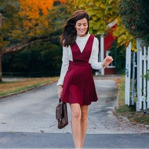 J.O.A. Wool Blend Pleated Pinafore Dress